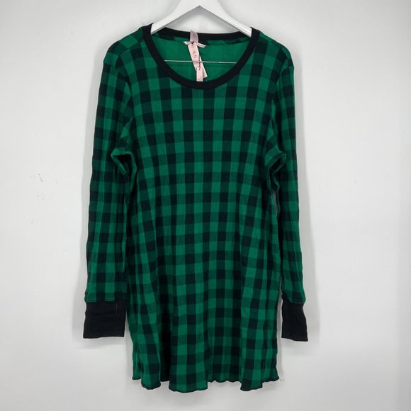 Victoria's Secret Womens Buffalo Print Thermal Sleepshirt Green Plaid XL NWT - Picture 3 of 9